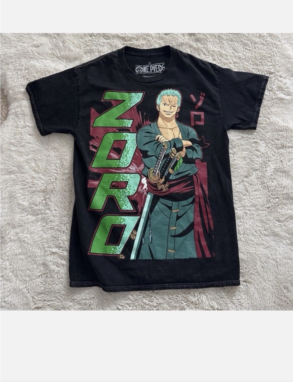 One Piece Zoro Graphic Tee - Black with Green Print